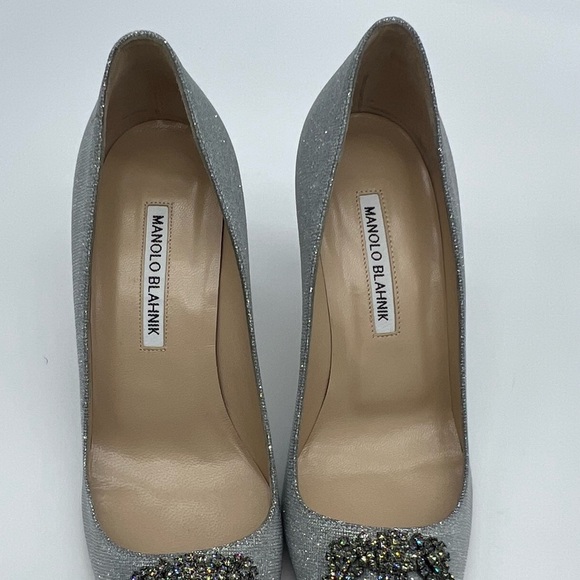 Authentic Manolo Blahnik classic silver Hangisi 70mm - Picture 14 of 15